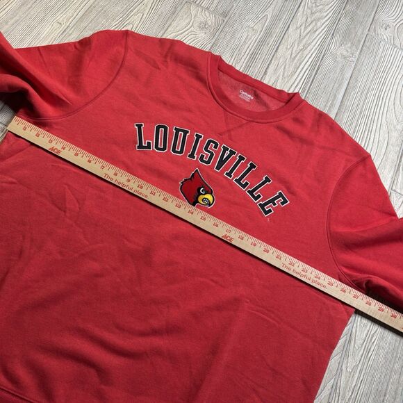 Louisville Cardinals Crewneck Sweatshirt Men’s XXL Red Spellout Logo Captivating - Picture 7 of 10